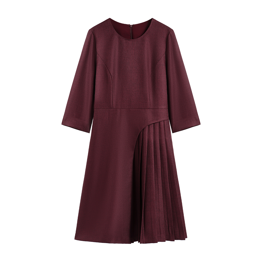 【深圳畅姐】秋季新款高端气质名媛收腰百褶下摆连衣裙