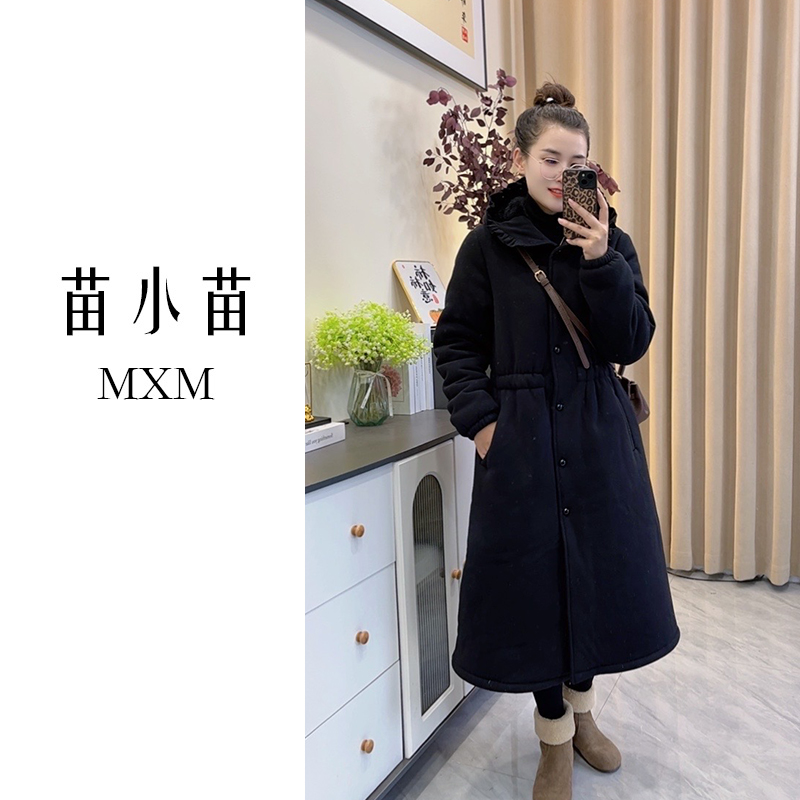 苗小苗连帽套装睡衣女长袍气质冬季三层加厚加绒可外穿家居服长款