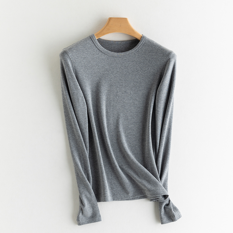 圆领打底衫新款百搭纯色内搭长袖上衣女