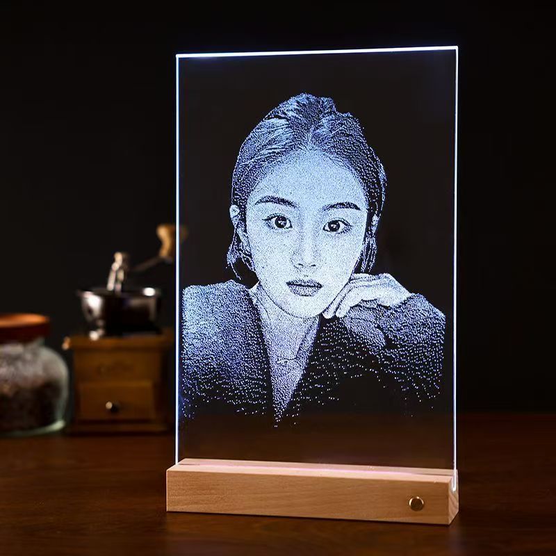 锤子私人定制玻璃画照片敲击画发光情侣艺术礼物送长辈女友