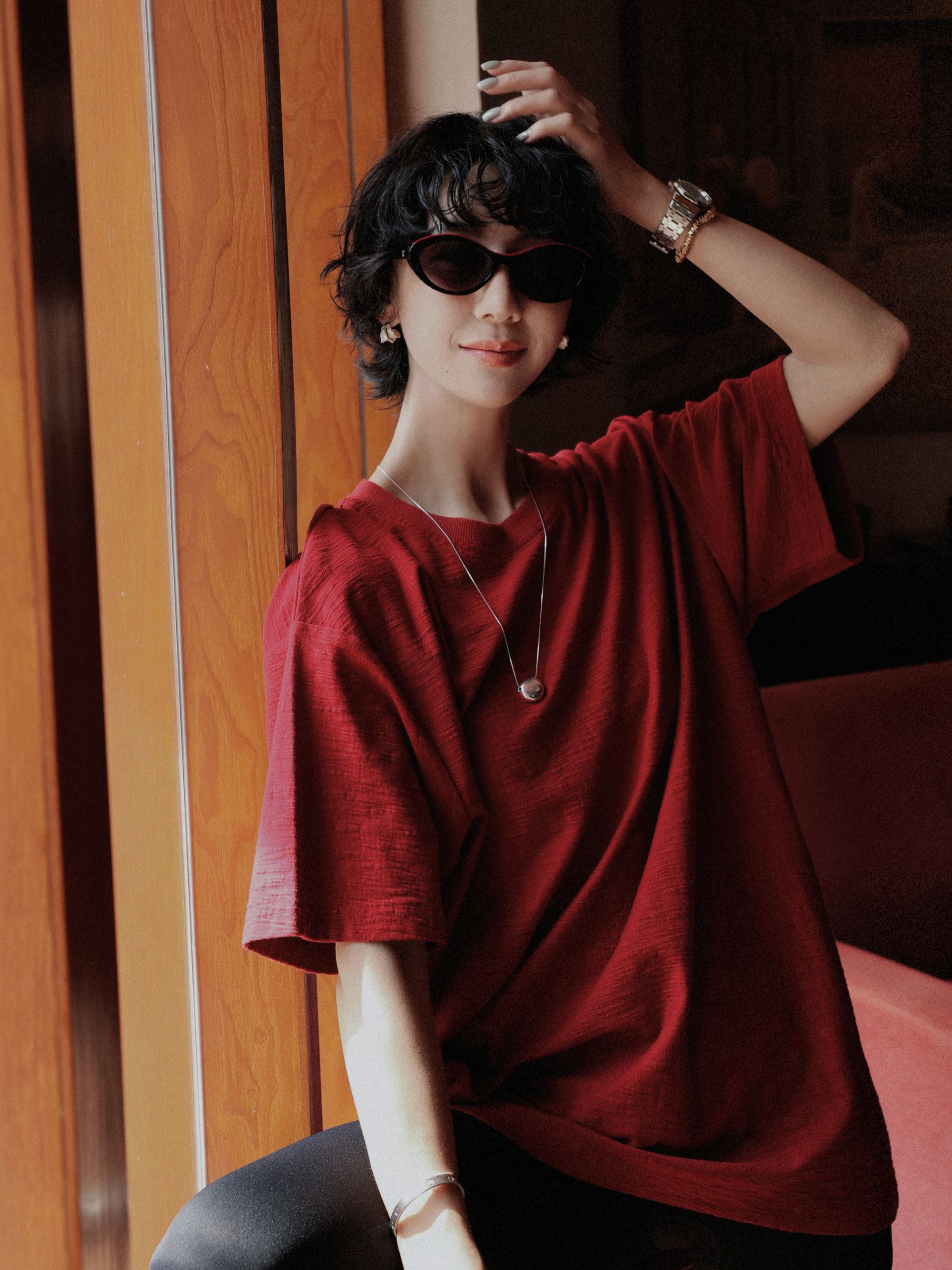 TT设计师【樱桃】日系高级感水洗自然做旧风纯棉T恤TT190624