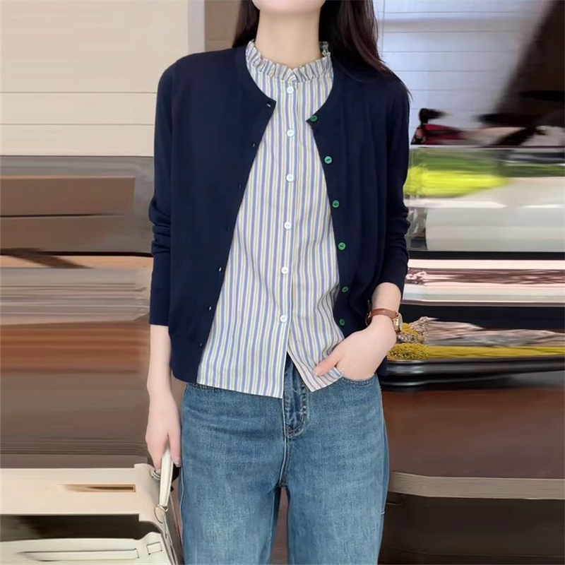 百搭气质衬衫针织衫两件套2026新款洋气时尚韩系漂亮个性条纹套装