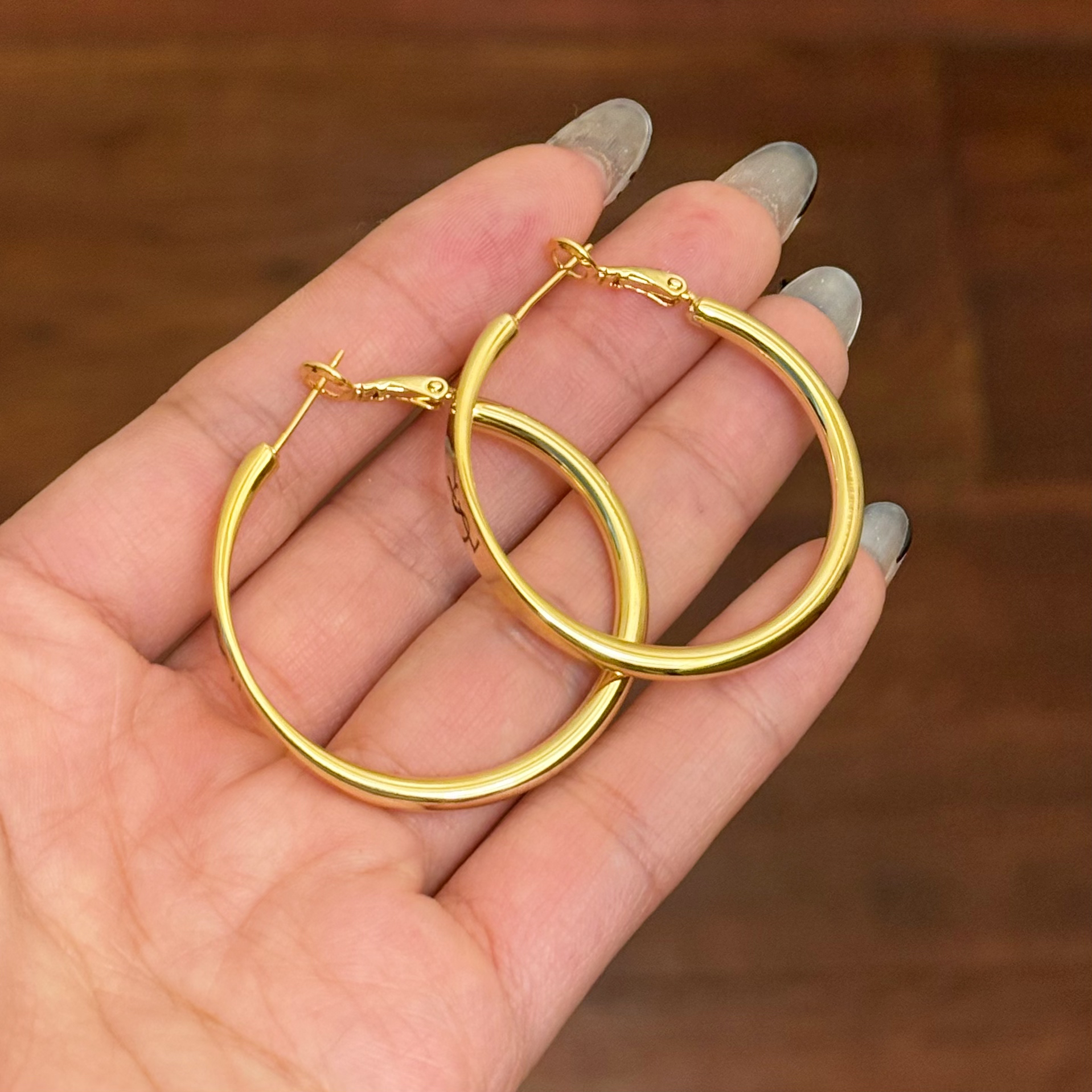 铜合金耳饰 铜合金耳饰E0050时尚气质高级感百搭个性潮流耳圈耳环