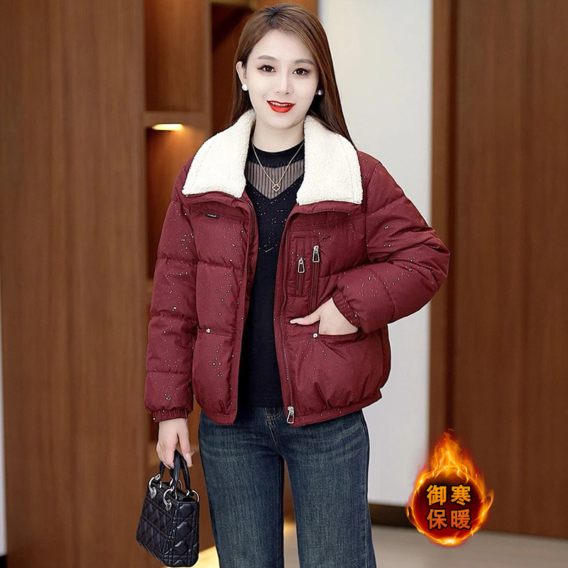 时尚夹棉加厚羊羔毛短款外套女2025冬季新款洋气减龄显瘦保暖棉服