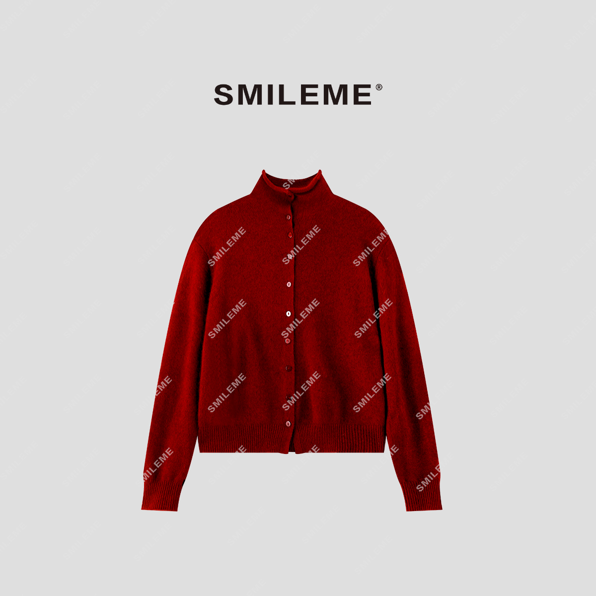 SMILEME【红莓物语】秋冬季山羊绒绵羊毛混纺半高领毛衣MA02625411
