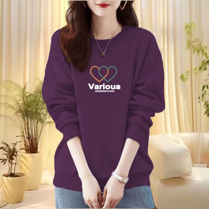 宽松大码圆领卫衣女士秋冬季2025新款胖mm加绒加厚上衣潮休闲外套