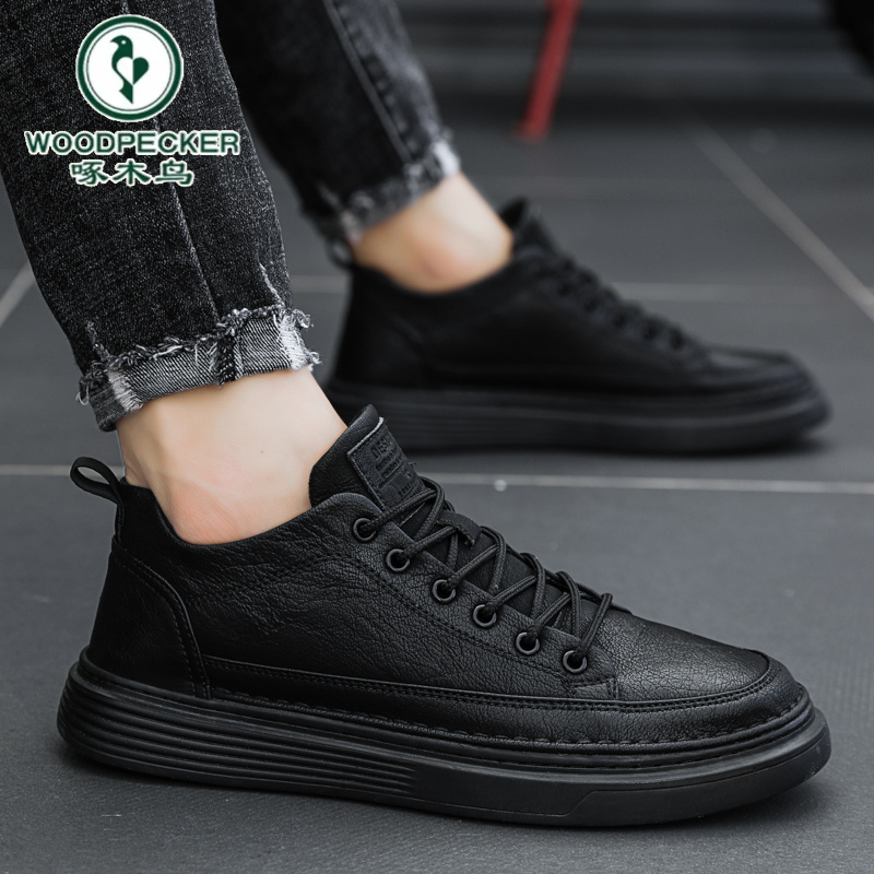 【啄木鸟】正品秋冬季款男款新款防水防滑板鞋男士休闲皮鞋工作劳保
