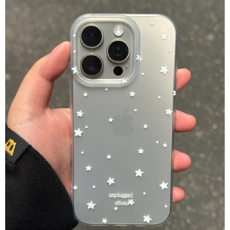 BANCA白色简约星星适用iPhone16苹果13手机壳15promax/14磨砂11软
