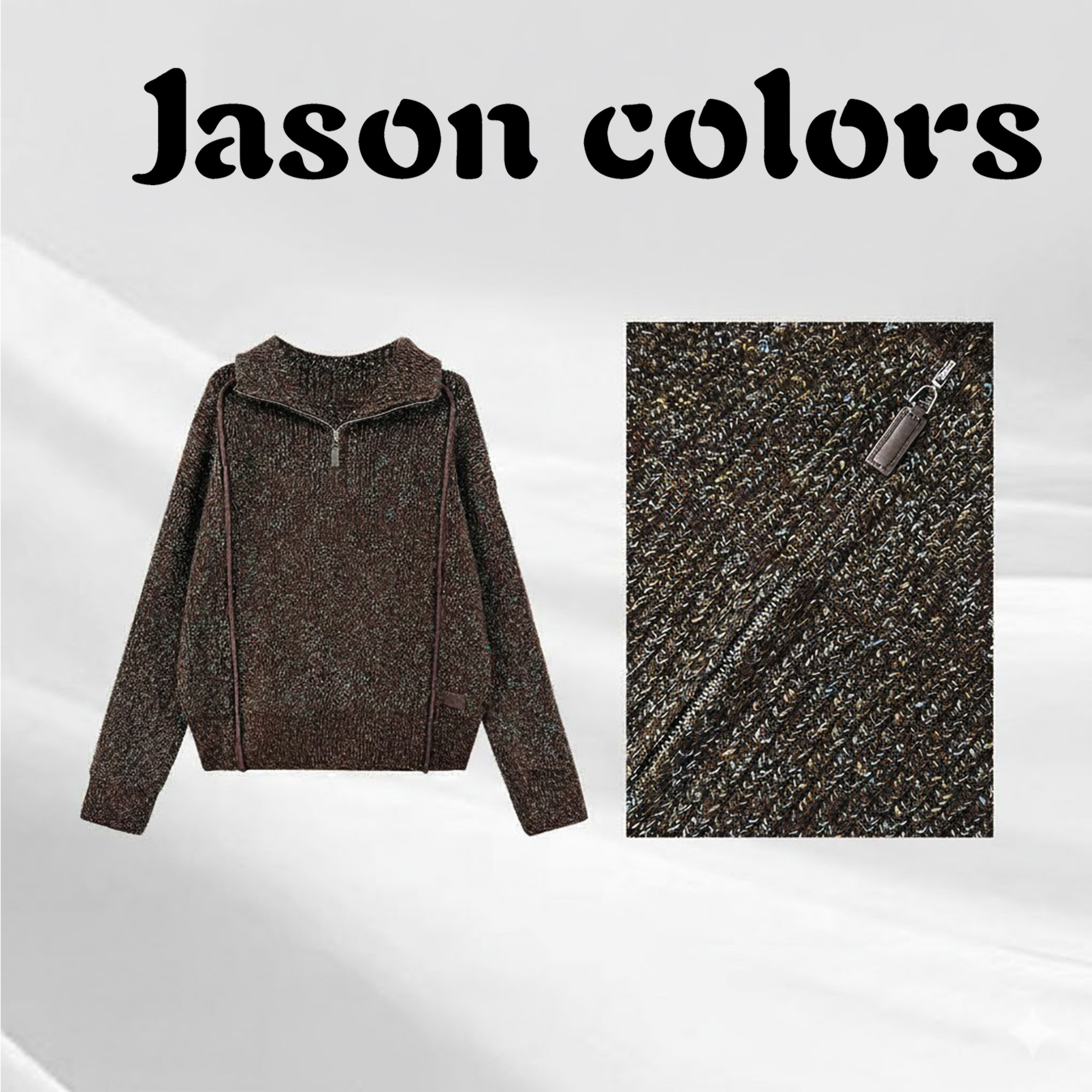 随性半开 复古时尚半拉链高领花纱气质百搭针织上衣毛衣女W1141