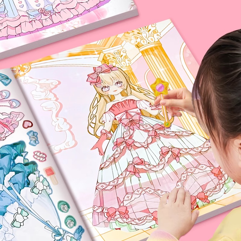 2025新款公主换装贴纸书玩具3到6岁礼物儿童益智女孩化妆本贴画