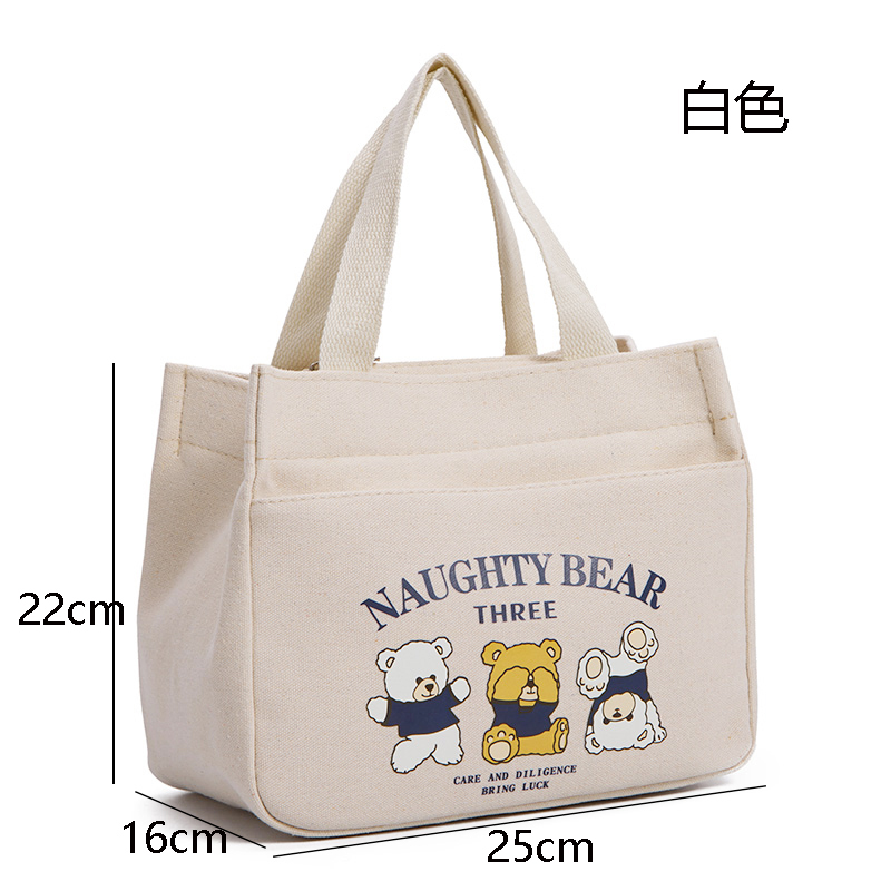 3拉链手提包帆布包加厚耐脏耐磨卡通印花妈咪手机包外拉链上班包