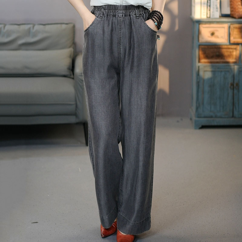 6842水墨灰夏季新款天丝牛仔裤女2025冰凉感时尚薄款柔软直筒裤