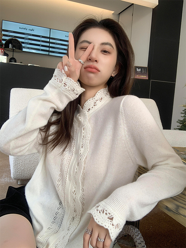 2025冬季软糯慵懒风设计感小众不撞款法式别致独特白色针织开衫女
