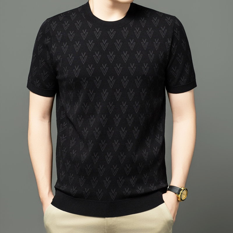 卡尔皮诺6193秋冬季字母宽松型圆领毛衣针织衫轻奢弹力男士打底衫