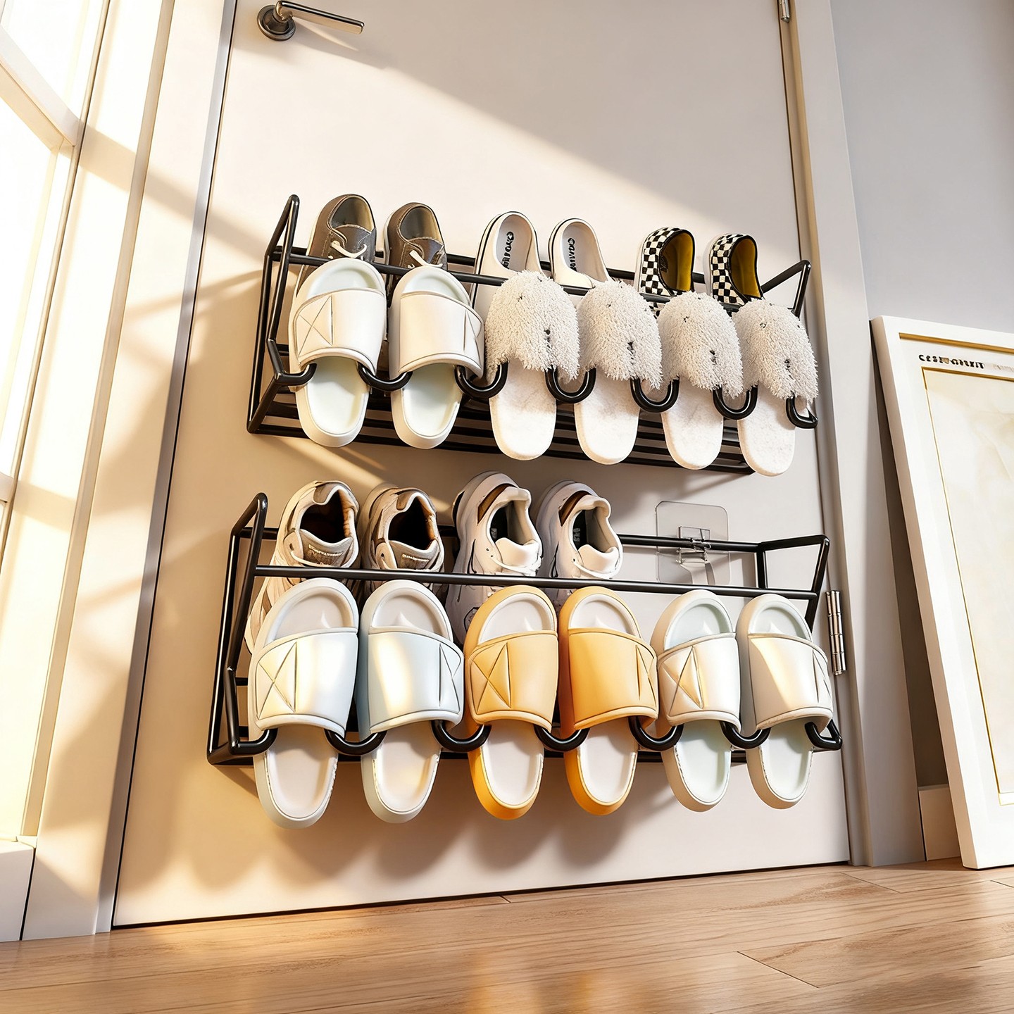 入户门鞋架夹缝放鞋架子鞋子收纳架壁挂式学生宿舍门后置物架鞋架