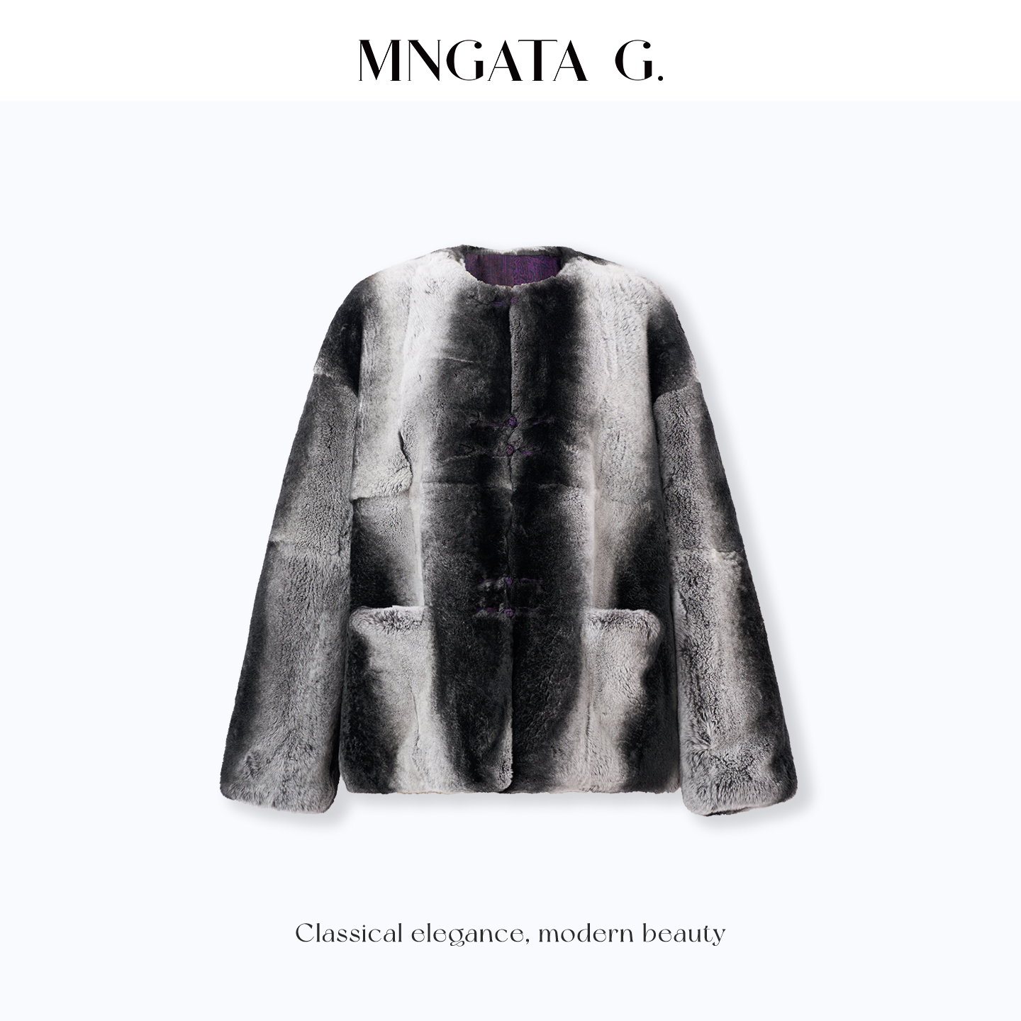 MNGATA G.宫小妍 挂霜獭兔 进口雷克斯双面穿香云纱外套5101355