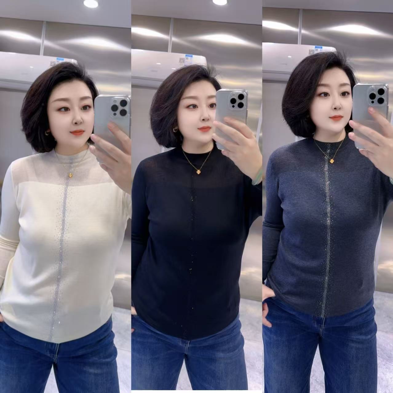 【聪姐推荐】5132新款时尚百搭显瘦重工针织衫（衣长65，胸围116）