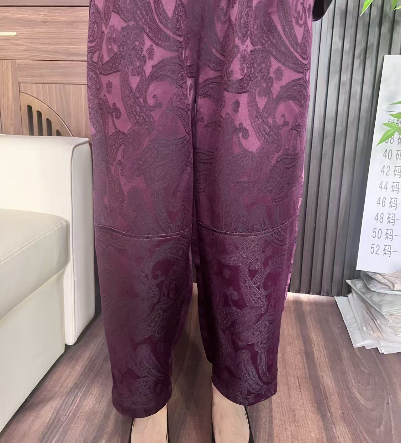 初秋新款提花九分罗卜裤