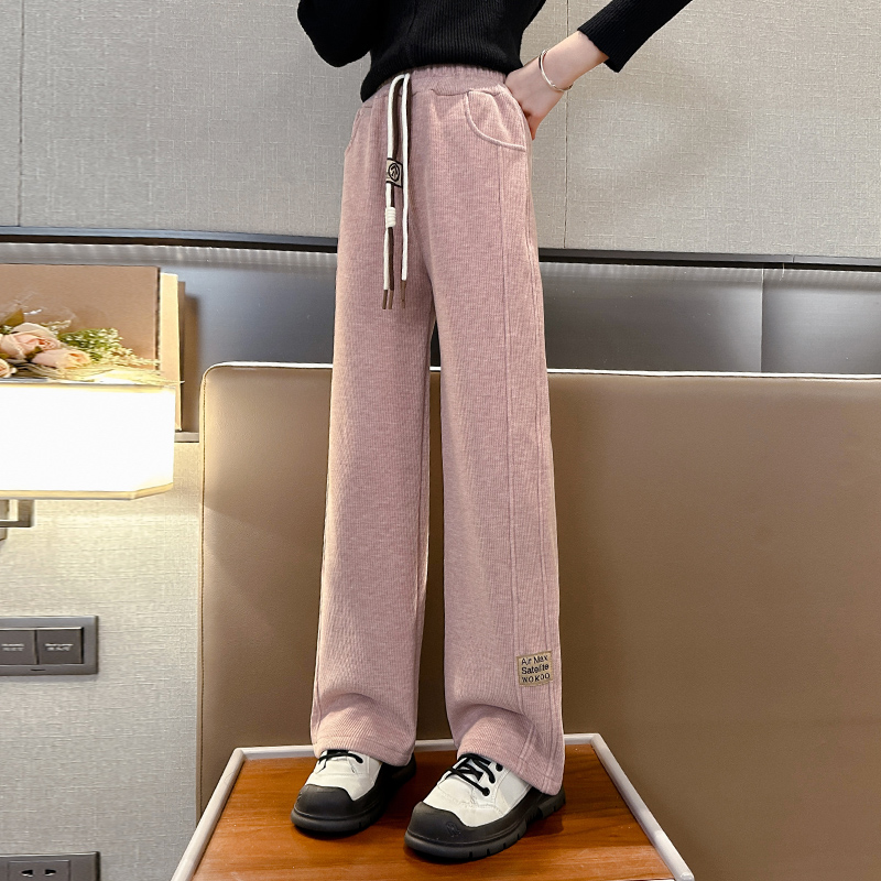 女童裤子秋冬款2025新款冬装大童羊绒加绒加厚直筒儿童装冬季长裤