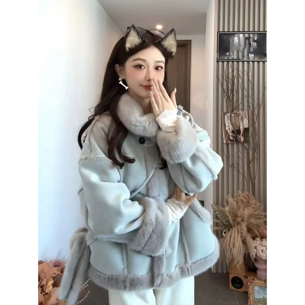 韩版高级感加厚外套女秋冬新款宽松小个子百搭休闲短款时尚外套