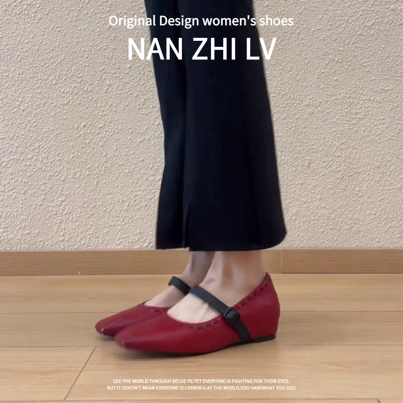 羊皮版~2025年新款法式复古风方头内增高一脚蹬气质百搭单鞋女款