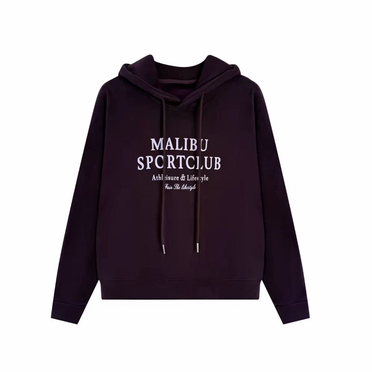 XUANYAN瑄颜秋冬韩系百搭宽松简约休闲字母印花连帽加绒卫衣9140