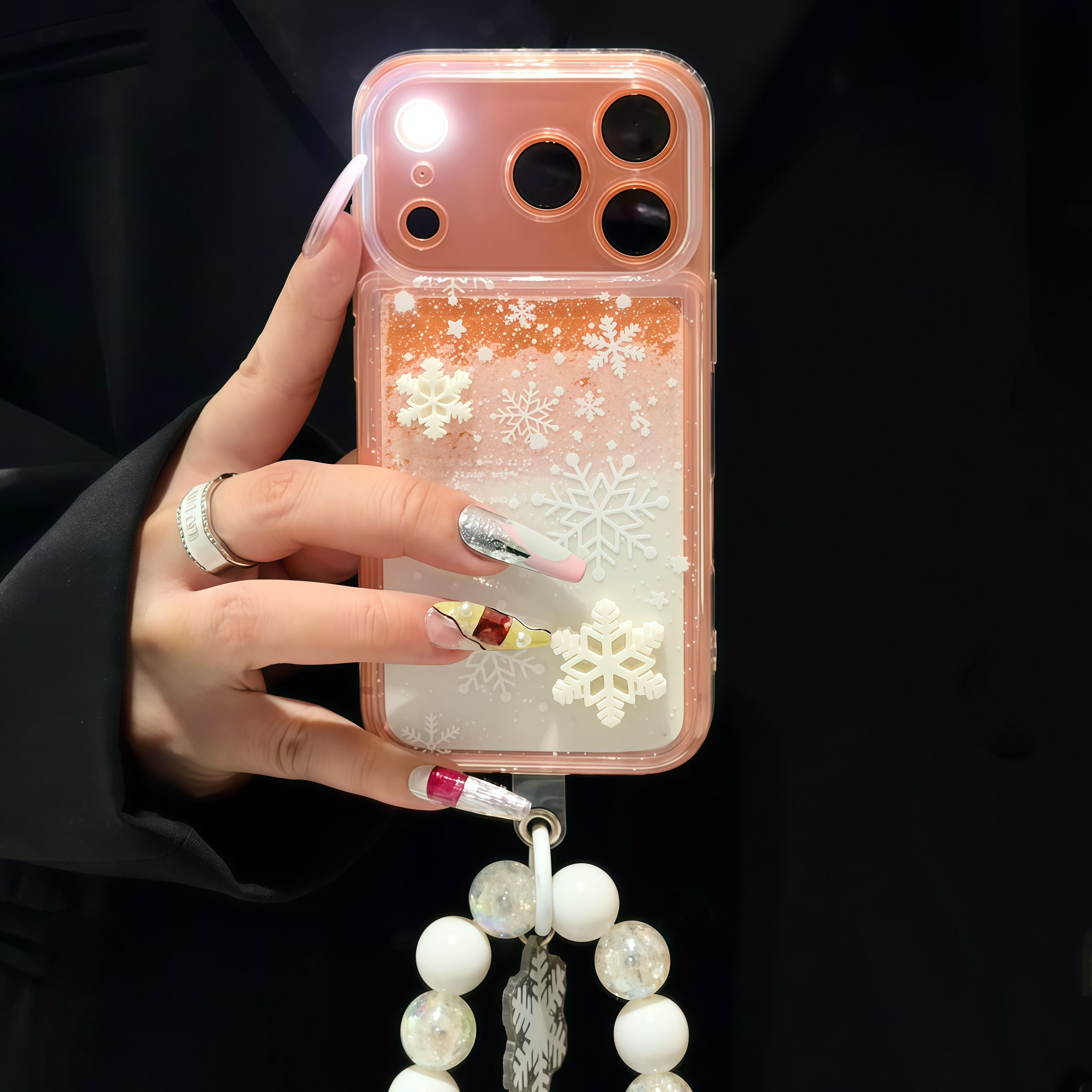 雪花贴片挂绳适用苹果16/17手机壳iPhone15小米14vivoppo华为p70