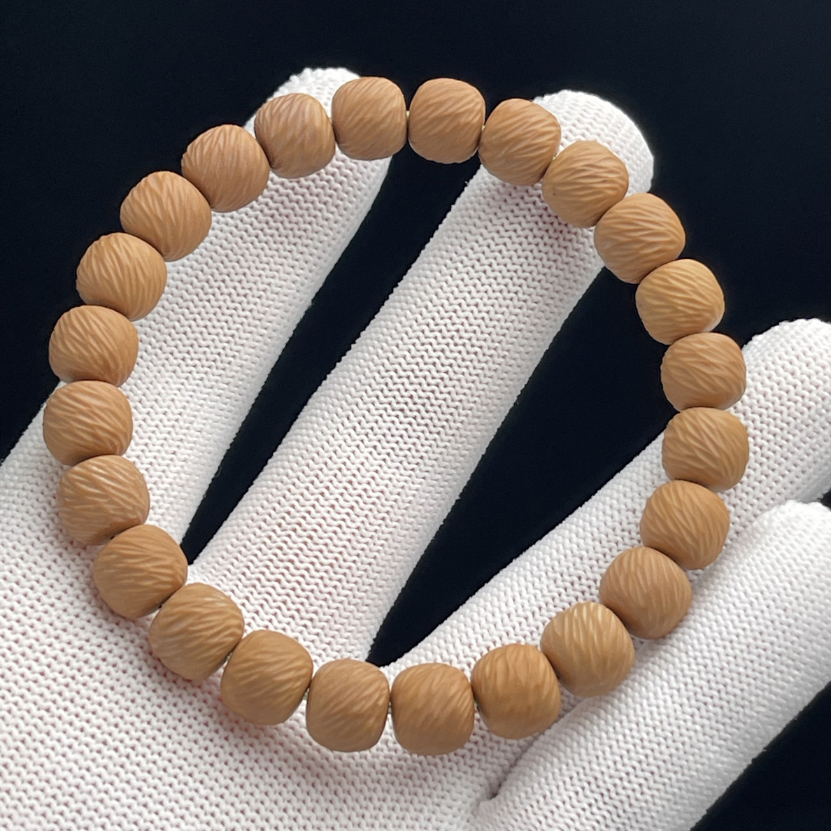 全品浅纹云锦猴头核桃手串