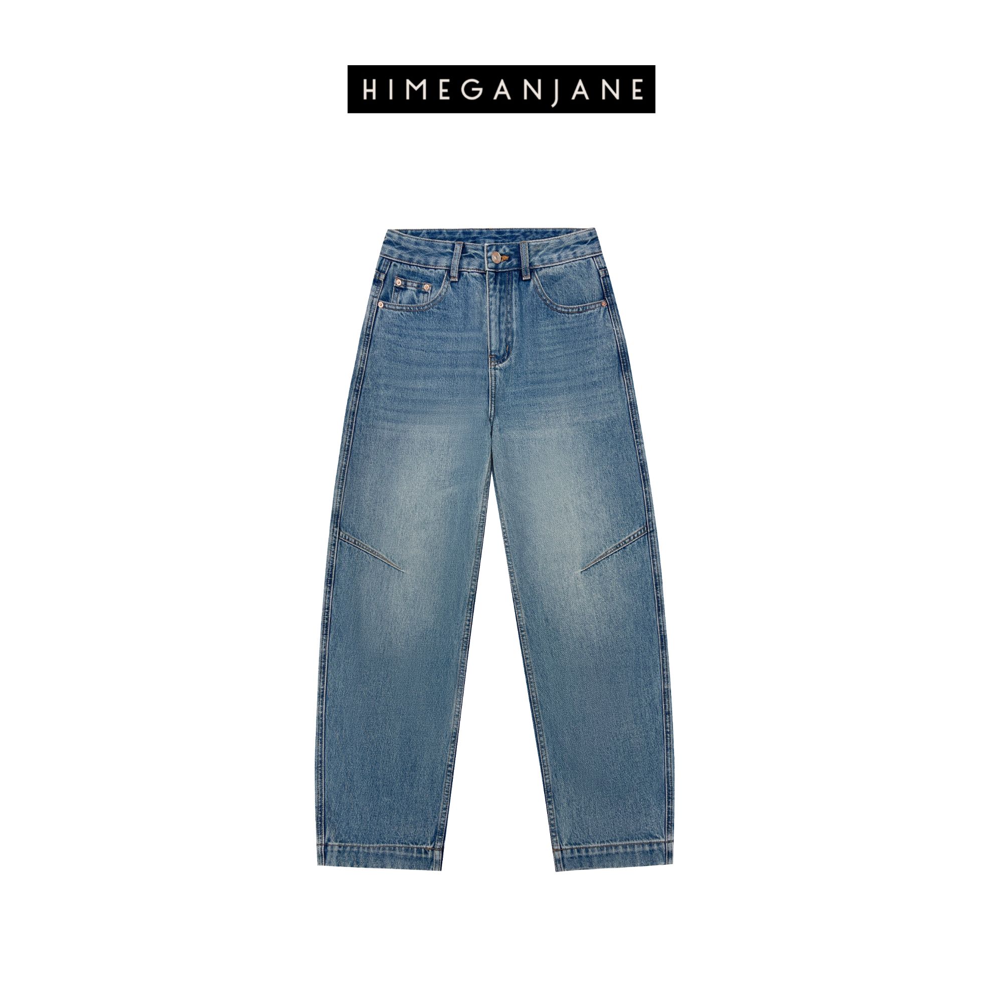 HIMEGANJANE  进口100%牛仔棉 慵懒休闲弯刀牛仔裤 8617