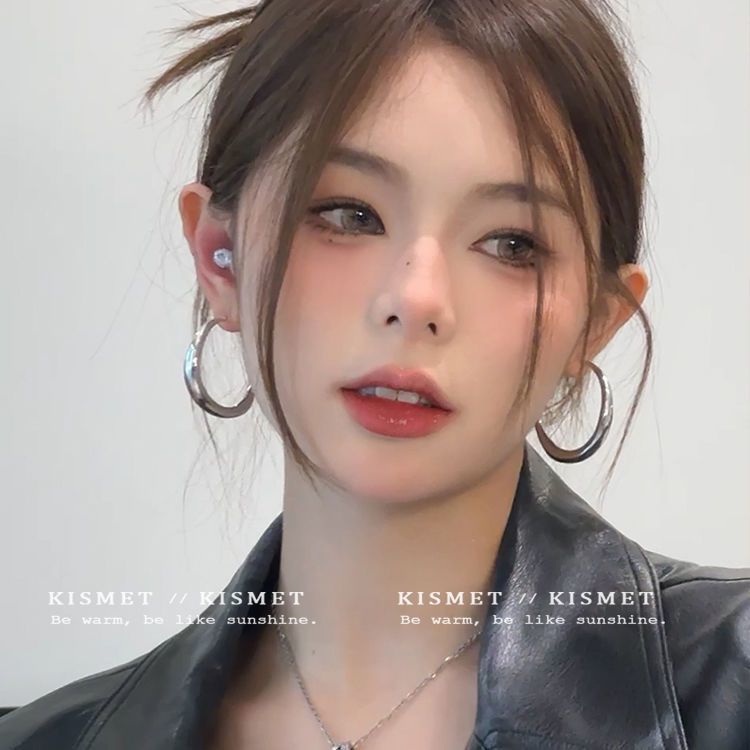 方圆脸天菜经典简约大圈圈耳环复古通勤耳饰冷淡风百搭气质耳圈