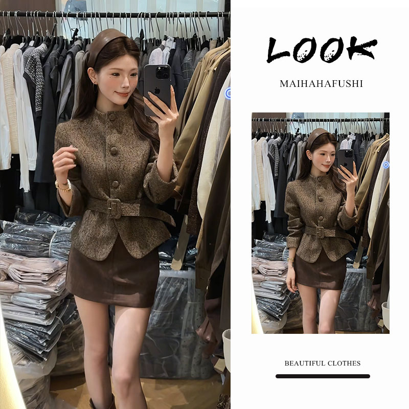 秋季一整套女装2025新款小香风修身气质名媛短外套包臀短裙两件套