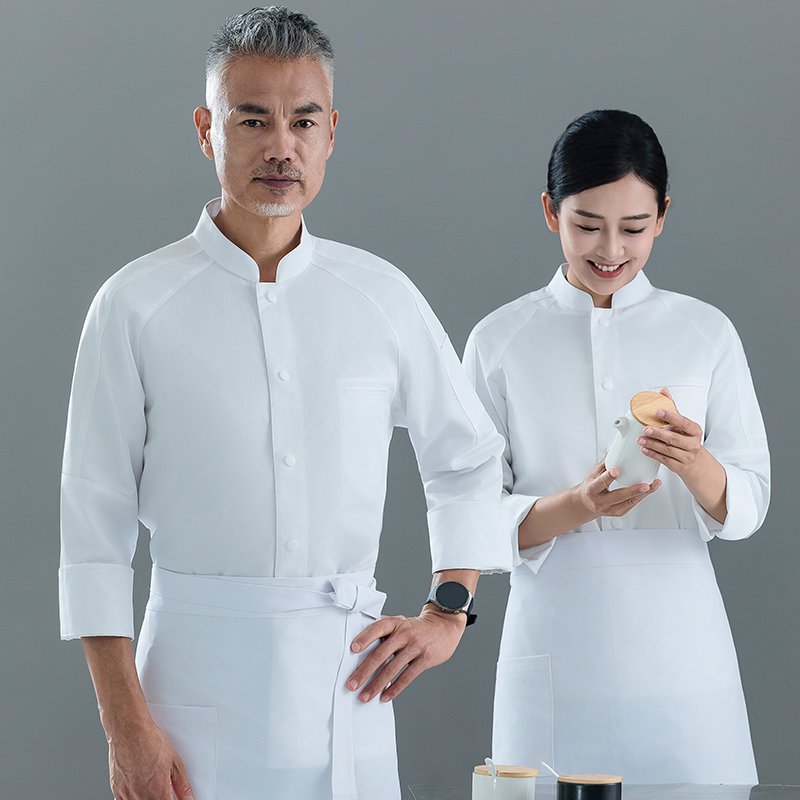 高端厨师工作服长袖棉质餐饮后厨烘培店男女同款厨衣