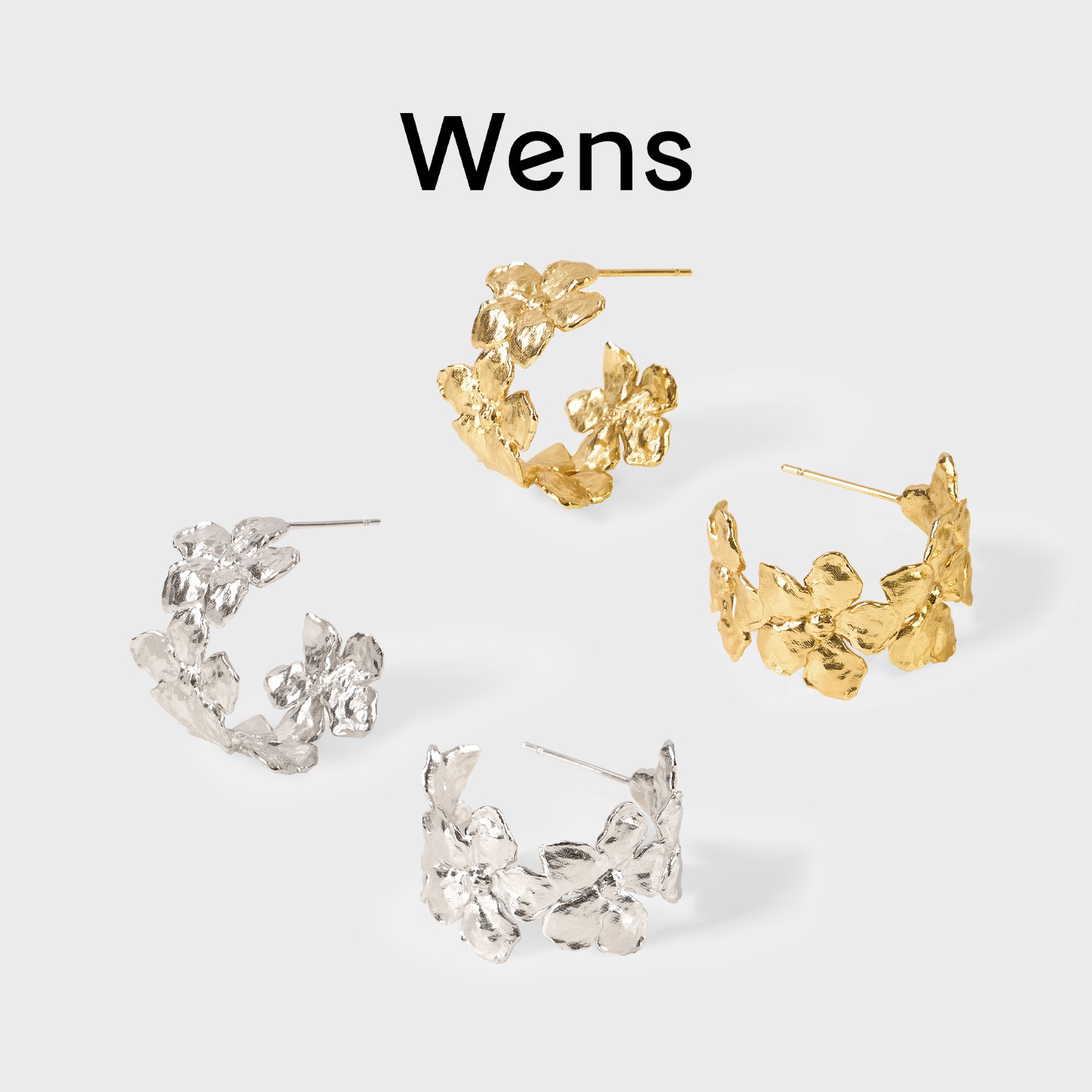 Wens/吻斯 铜合金耳饰 花神系列繁花耳环轻奢小众简约个性原创