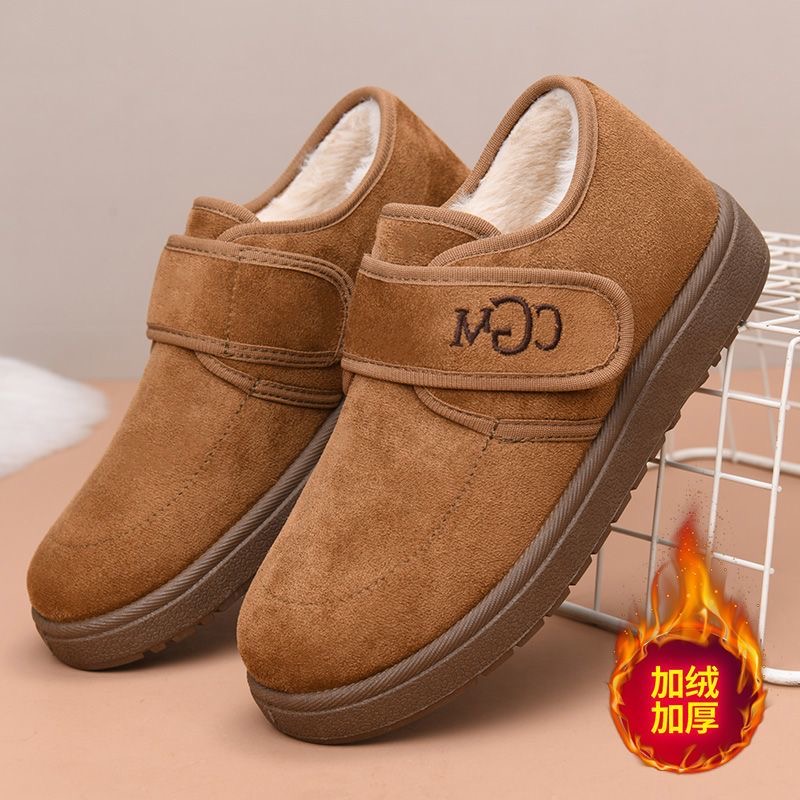 冬季新款加绒加厚雪地靴魔术贴勃肯棉鞋女中老年防滑保暖妈妈棉靴