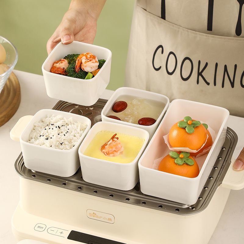 陶瓷食品级蒸碗电蒸锅专用蒸蛋碗宝宝婴儿辅食蒸菜正长方形盘