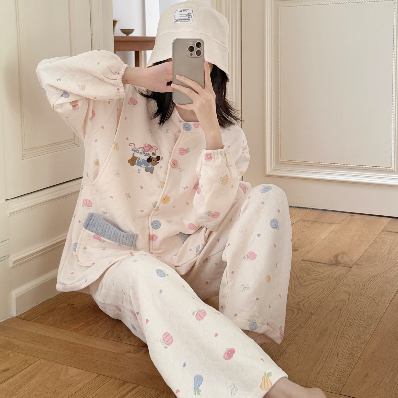 【送月子帽】月子服11-12月份产妇秋冬季纯棉产后加厚孕妇睡衣哺乳