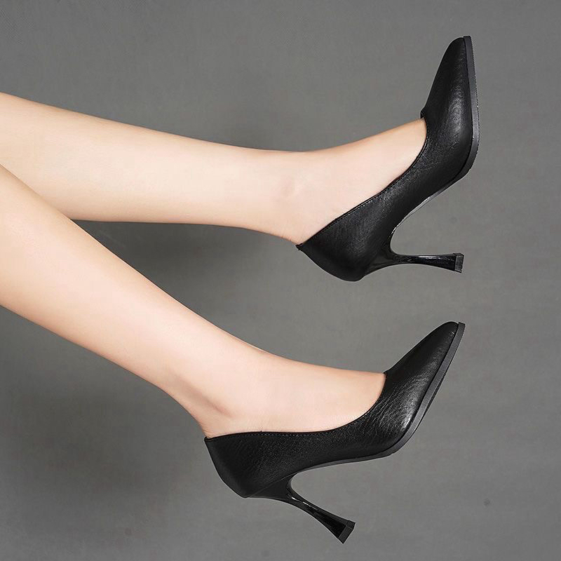 HJ2206-9高跟鞋女2025新款夏季小众气质百搭性感春秋黑色软底春季