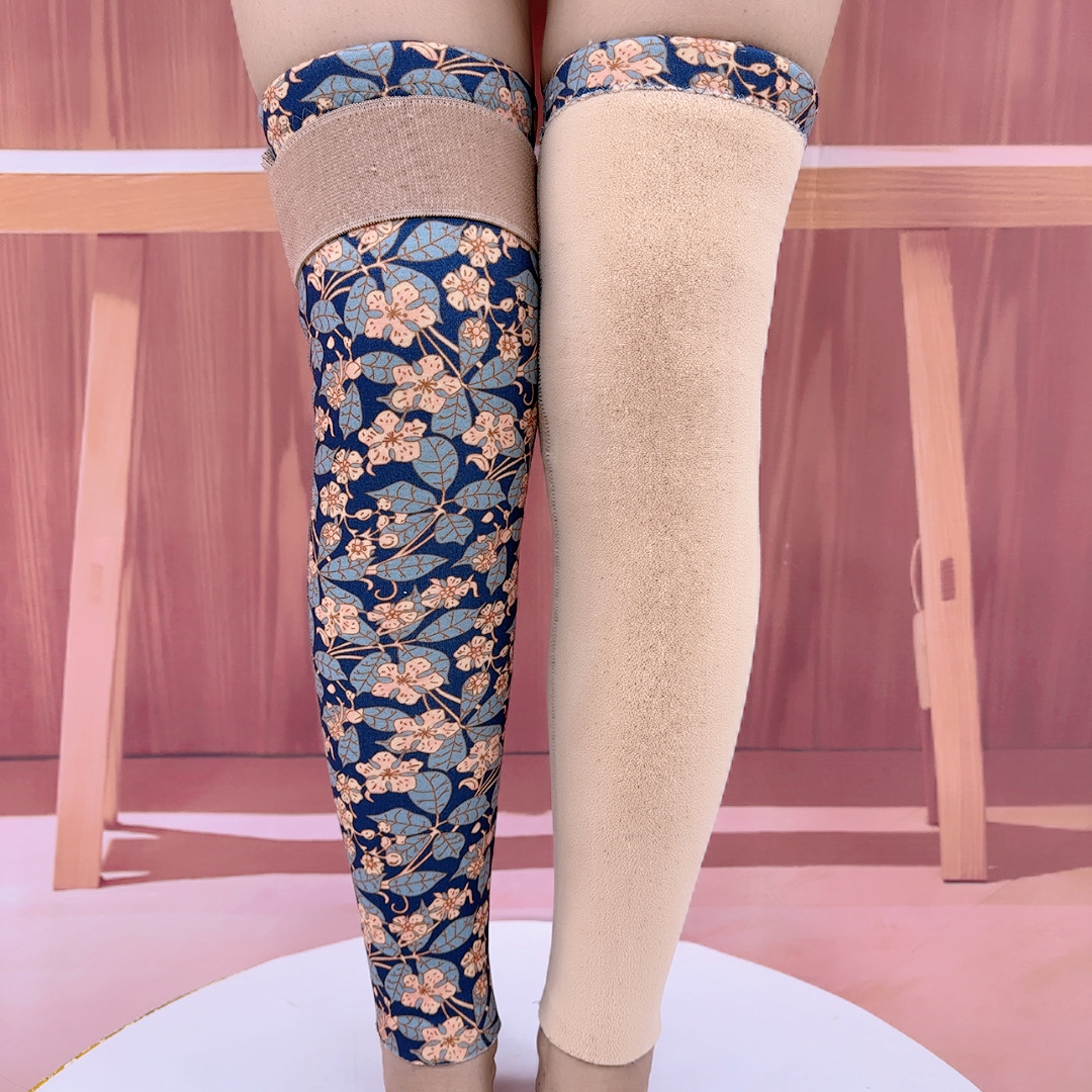 新款莫代尔印花护膝秋冬季防寒关节凉防护老人护膝盖加绒