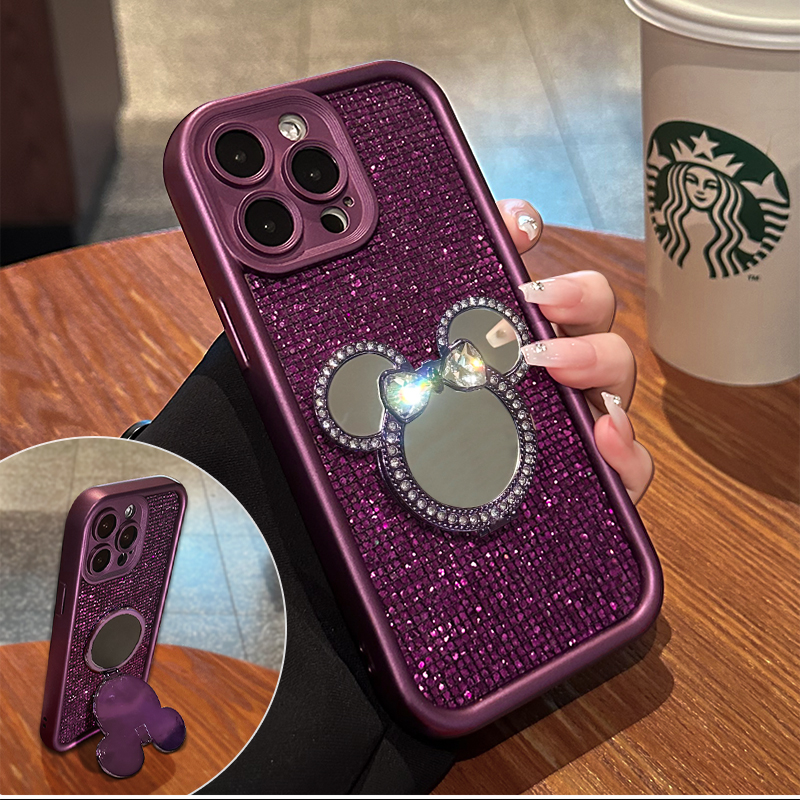 米奇支架适用iPhone17华为OPPO小米VIVO苹果16Pro天眼闪紫手机壳