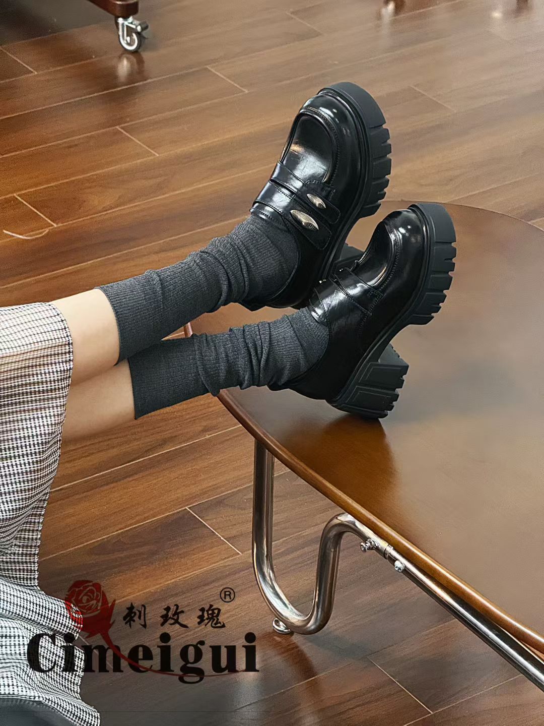 超高跟复古日系英伦风秋季增高乐福鞋青年通用