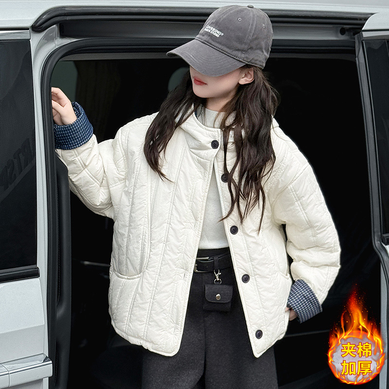 女童棉服外套秋冬款2026新款儿童冬季加厚保暖棉衣女孩洋气棉袄潮