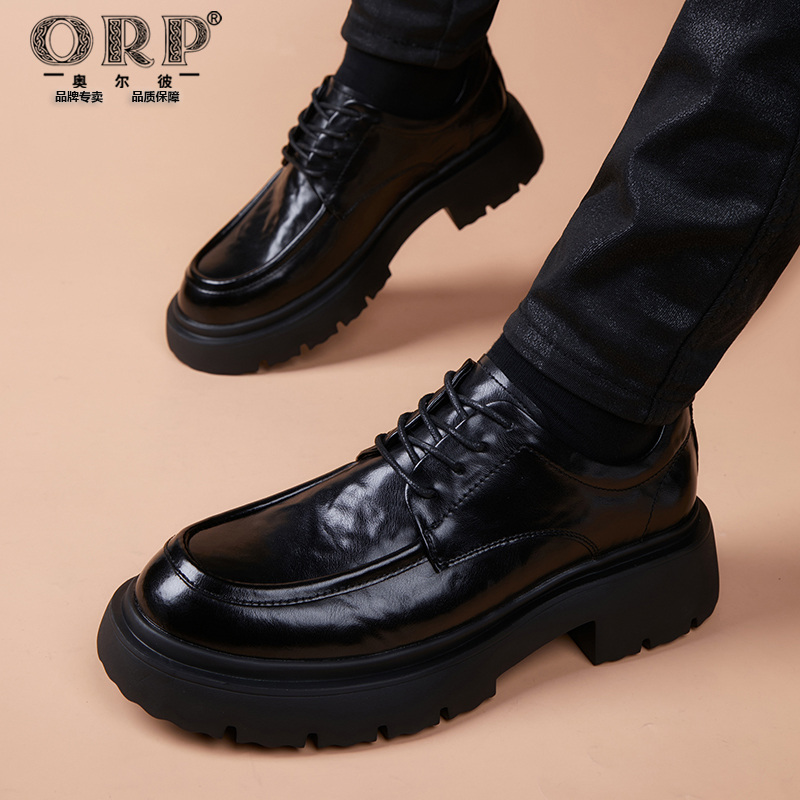 厚底皮鞋男款大头2025秋季新款透气爆款真皮休闲年轻人商务正装鞋