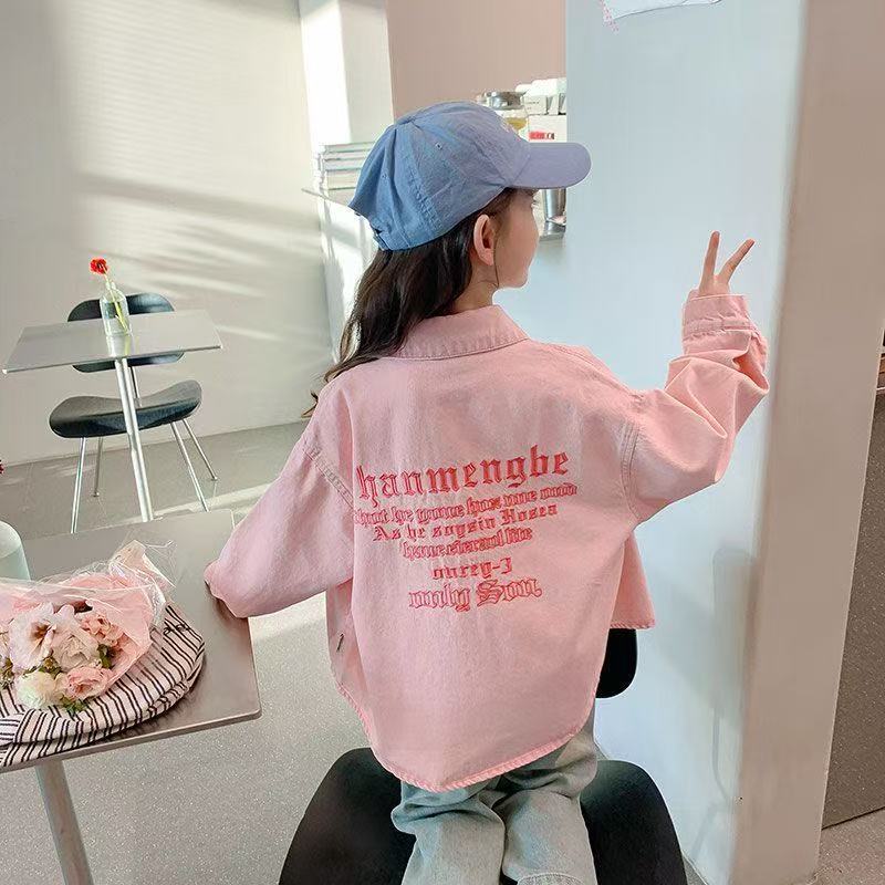 女童外套春秋新款洋气儿童春装长袖衬衣外套小女孩春季上衣M宝宝