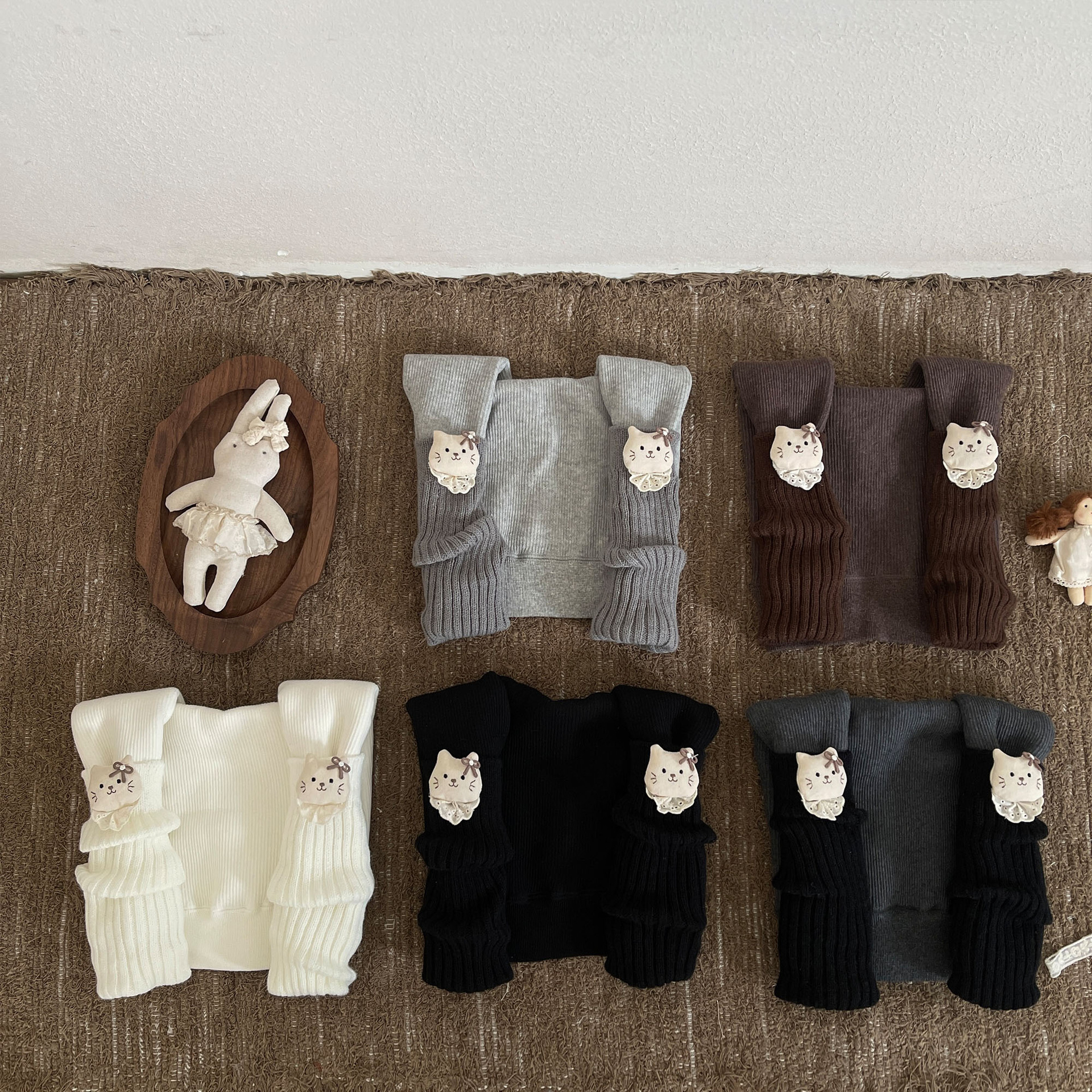 韩国东大门新品假两件袜套拼接猫咪布偶加绒加厚女儿童宝宝裤袜女