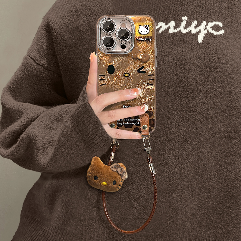 豹纹KT适用苹果17华为vivo/oppo小米iPhone16pro精孔冰川纹手机壳