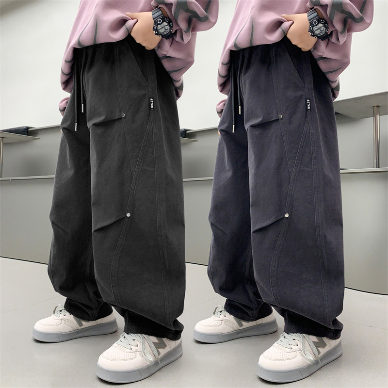 男童直筒休闲裤2025新款中大童宽松秋季长裤儿童春秋痞帅运动裤子