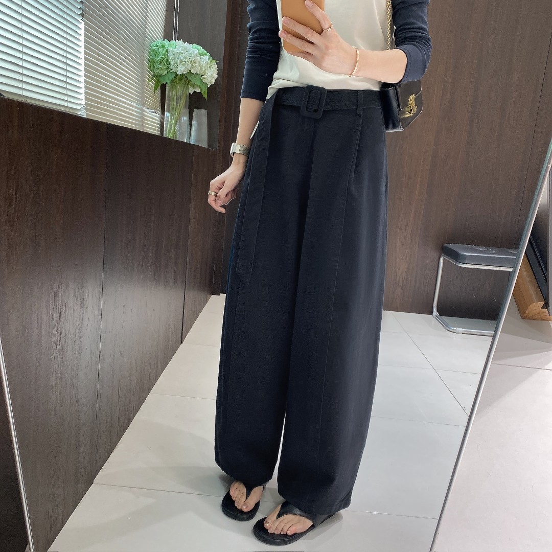 IMFLY金小金自制女装 休闲裤DYK2837早秋高腰配腰带阔腿气球裤