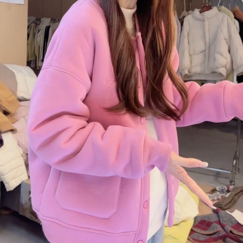 新款加绒加厚定制气质时尚休闲显瘦开衫外套LK2508646