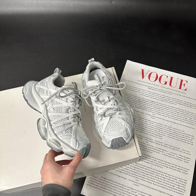 蜘蛛绑带厚底老爹鞋女年春季新款网面小众增高透气休闲运动鞋