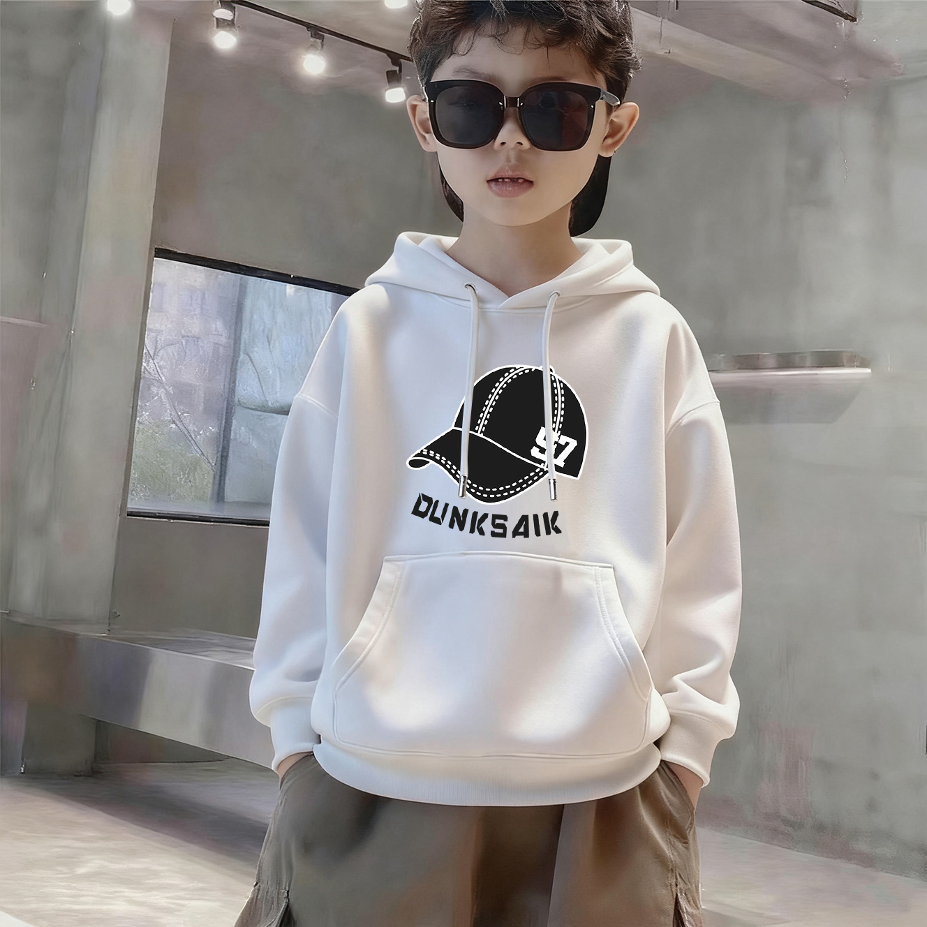 男童卫衣春秋2025新款儿童春装连帽上衣中大童洋气男孩痞帅长袖潮
